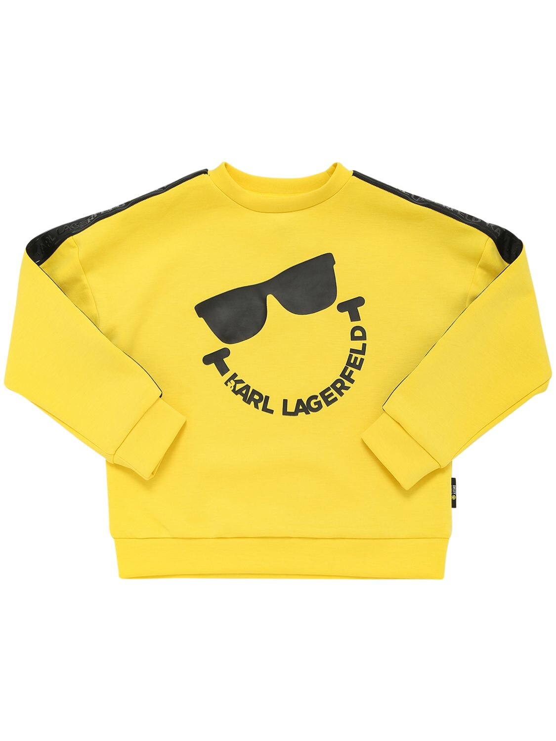 Karl Lagerfeld Kids' Logo Double Tech Jersey Sweatshirt In Yellow