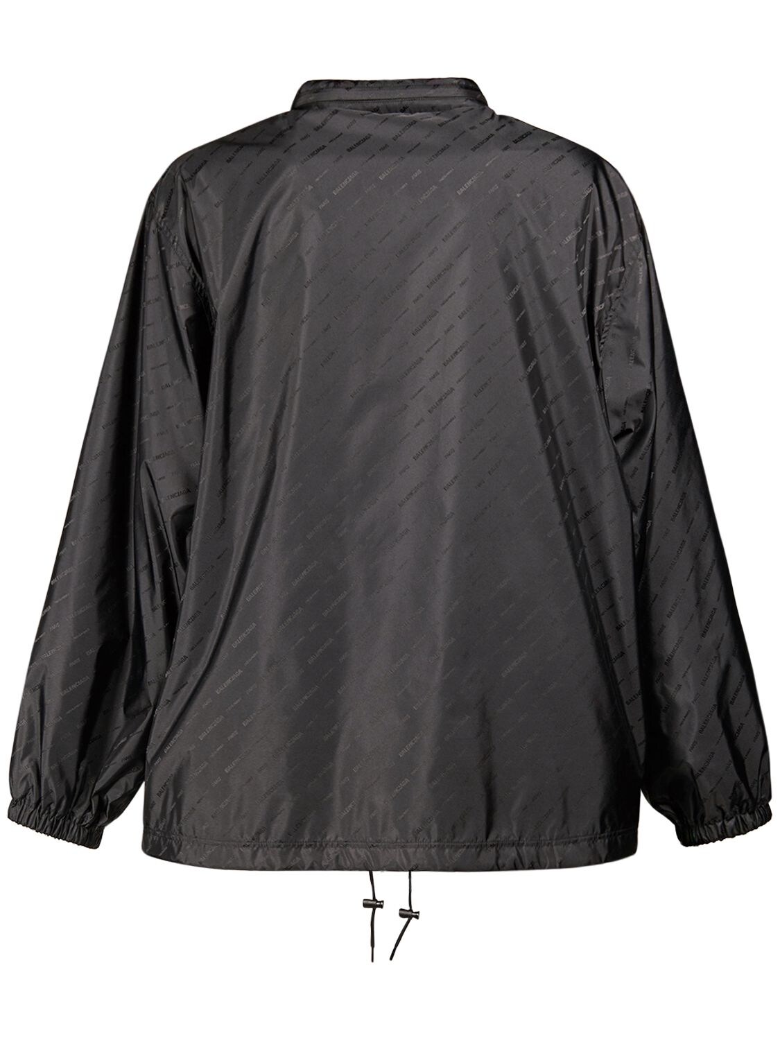 Shop Balenciaga Logo Jacquard Nylon Rain Jacket In Black