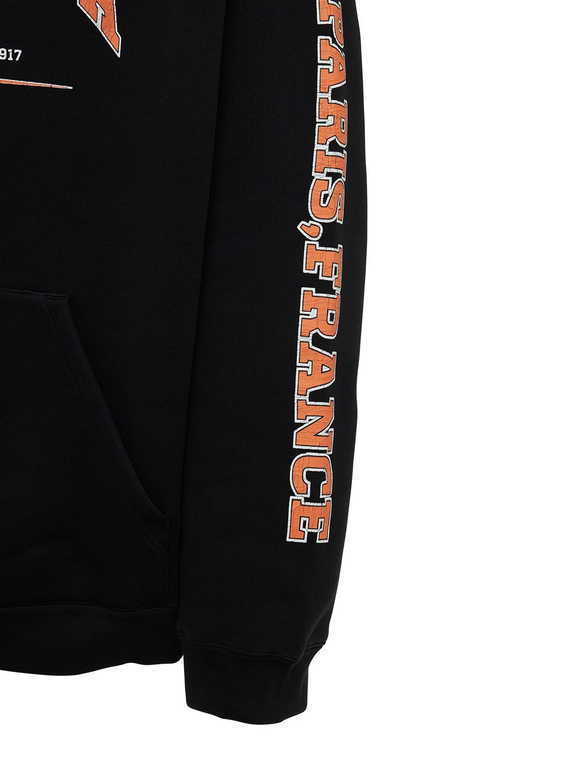 Shop Balenciaga Wide Fit Heavy Sweatshirt Hoodie In Black,orange