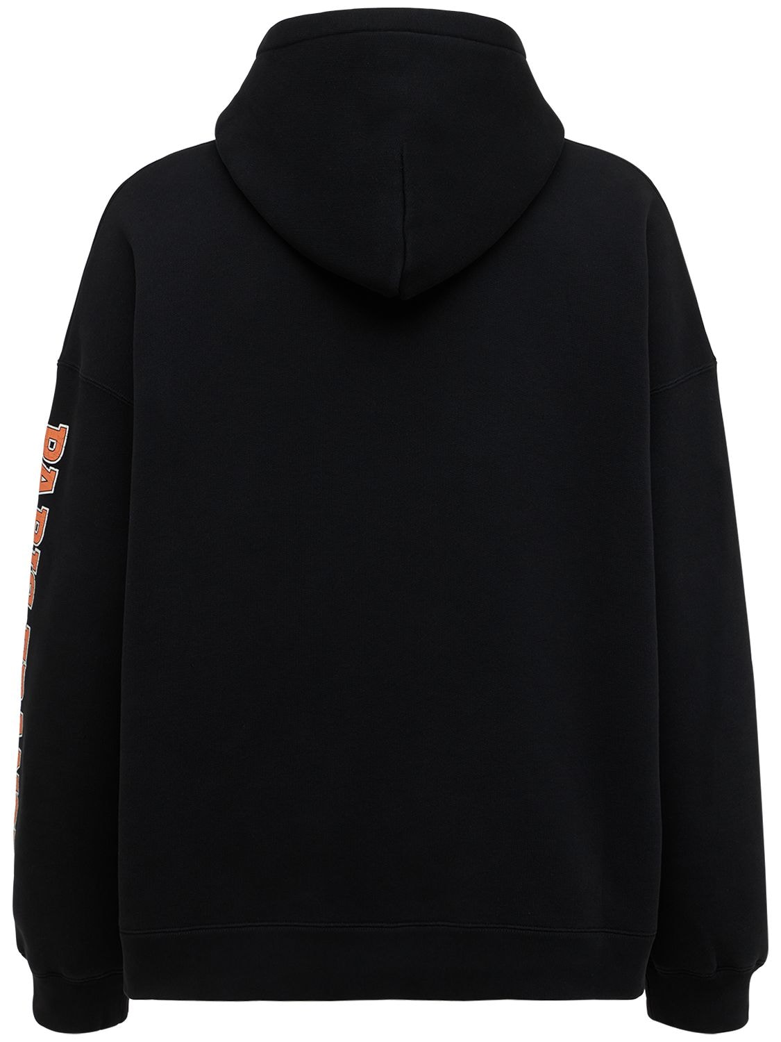 Shop Balenciaga Wide Fit Heavy Sweatshirt Hoodie In Black,orange