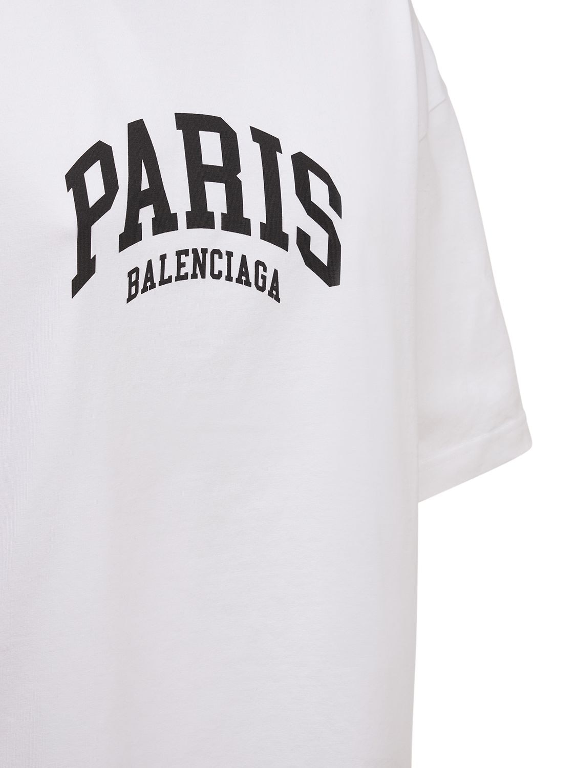 Shop Balenciaga Printed Cotton T-shirt In White,black