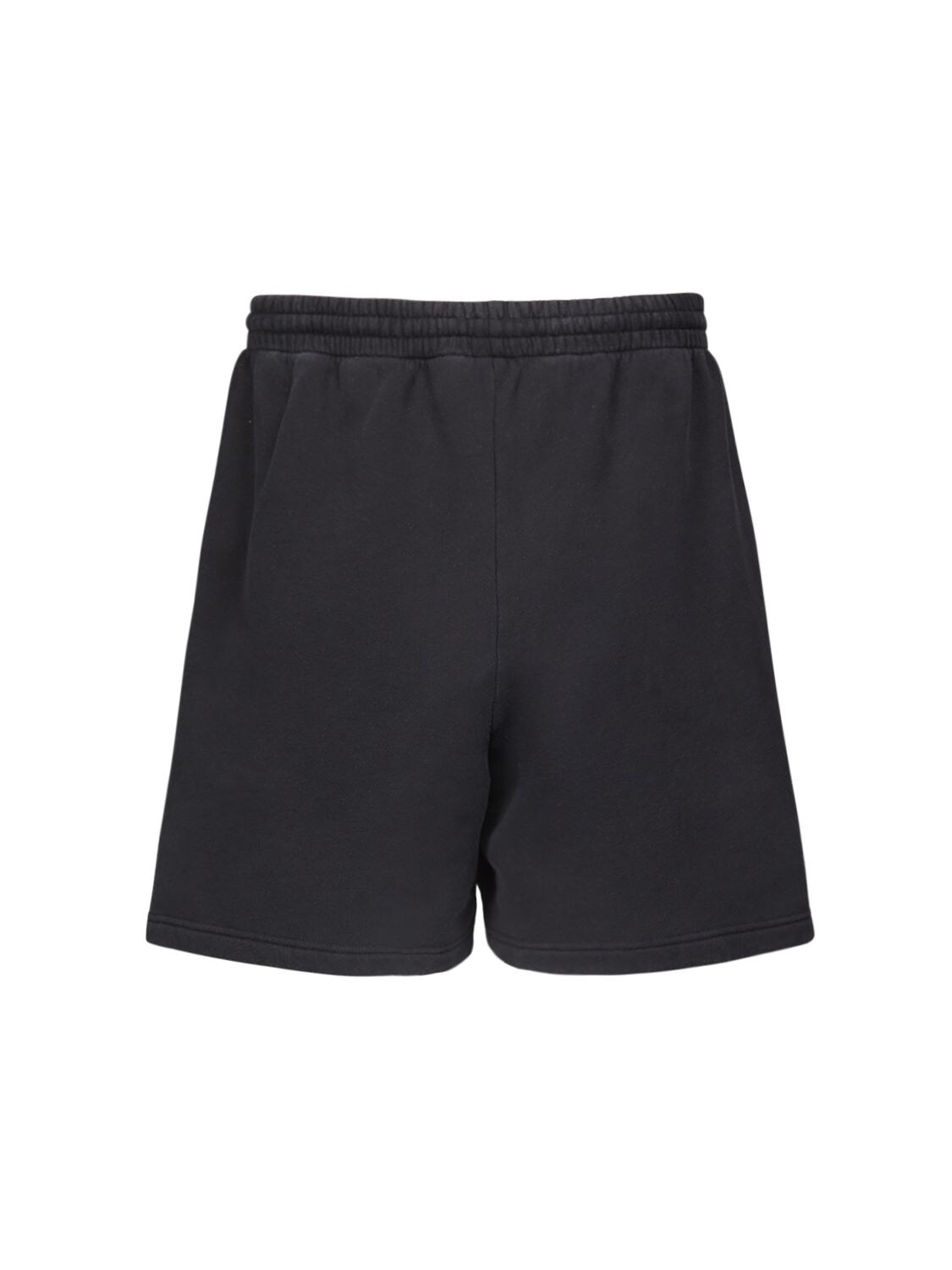 Shop Balenciaga Paris Cotton Sweat Shorts In Чёрный,белый