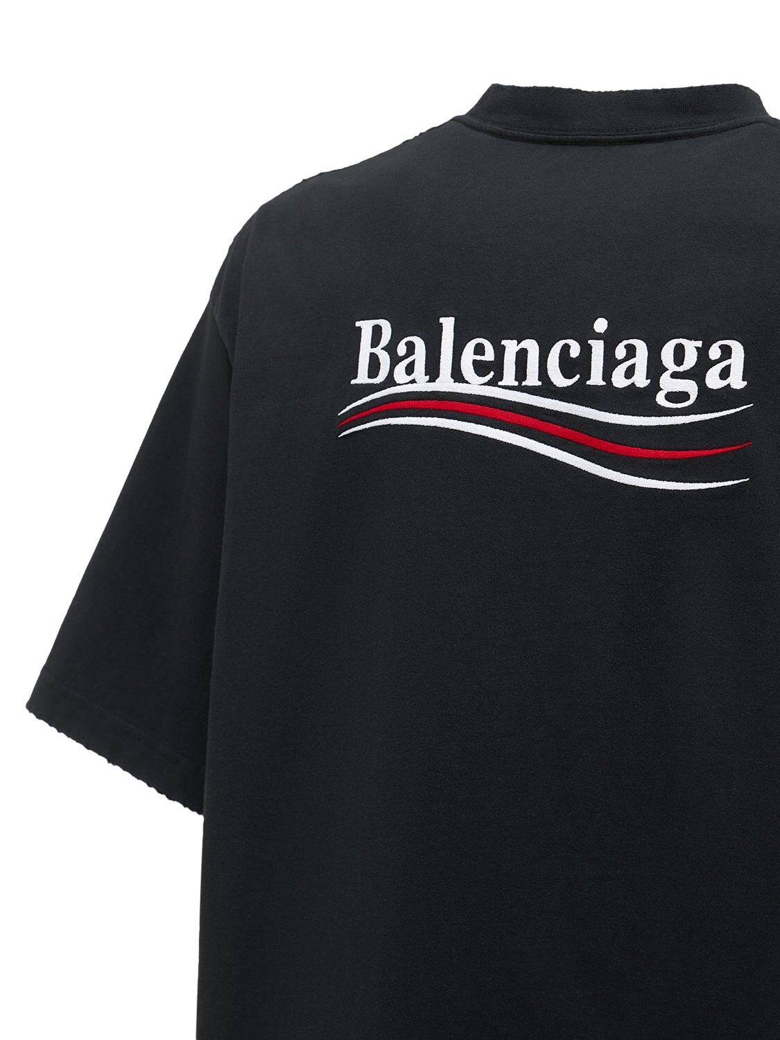 Shop Balenciaga Logo Cotton T-shirt In Потёртый Чёрный