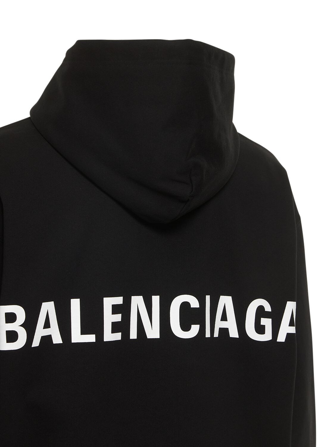 Shop Balenciaga Cotton Sweatshirt Hoodie In Black