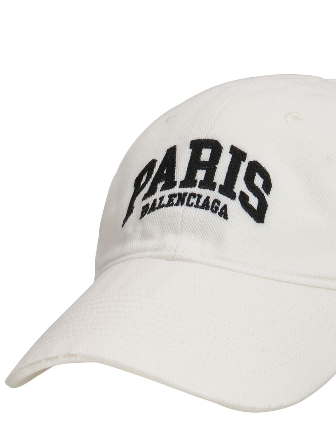 Shop Balenciaga Paris City Cotton Cap In White,black