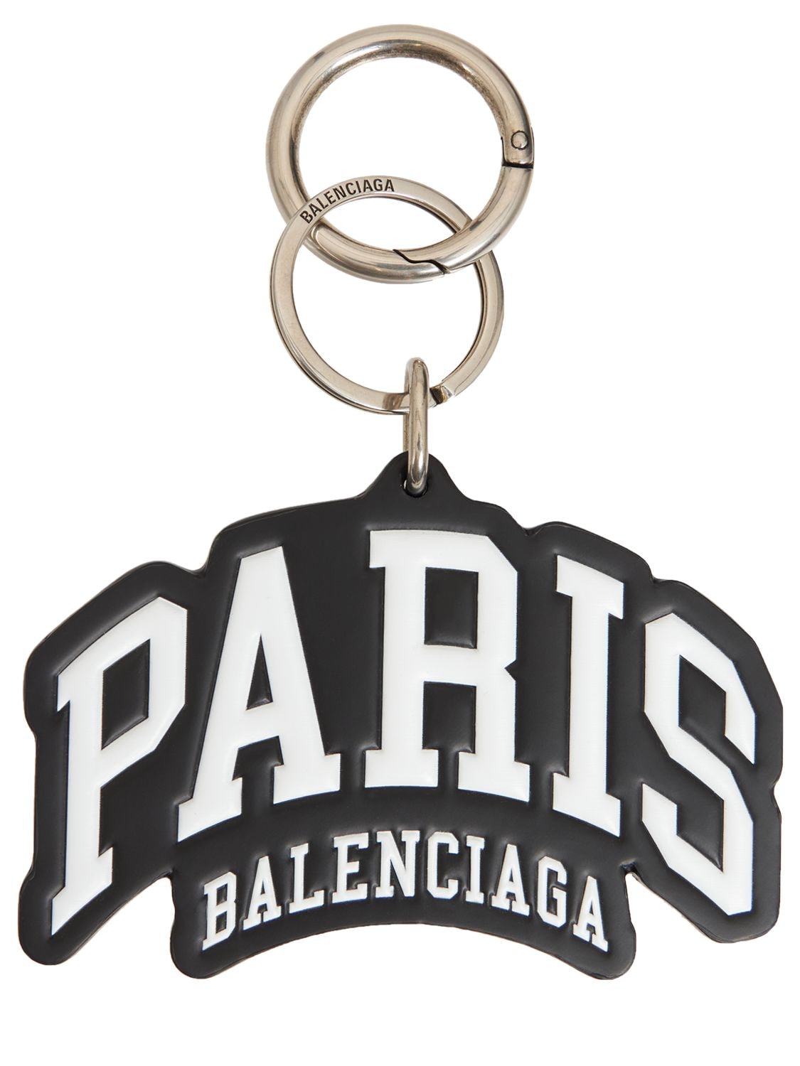 Balenciaga Logo Leather Keychain - Metallic Keychains