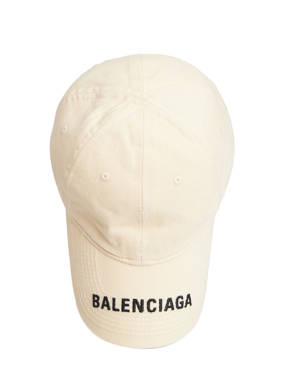 Shop Balenciaga Logo Visor Cotton Baseball Cap In Chalky White
