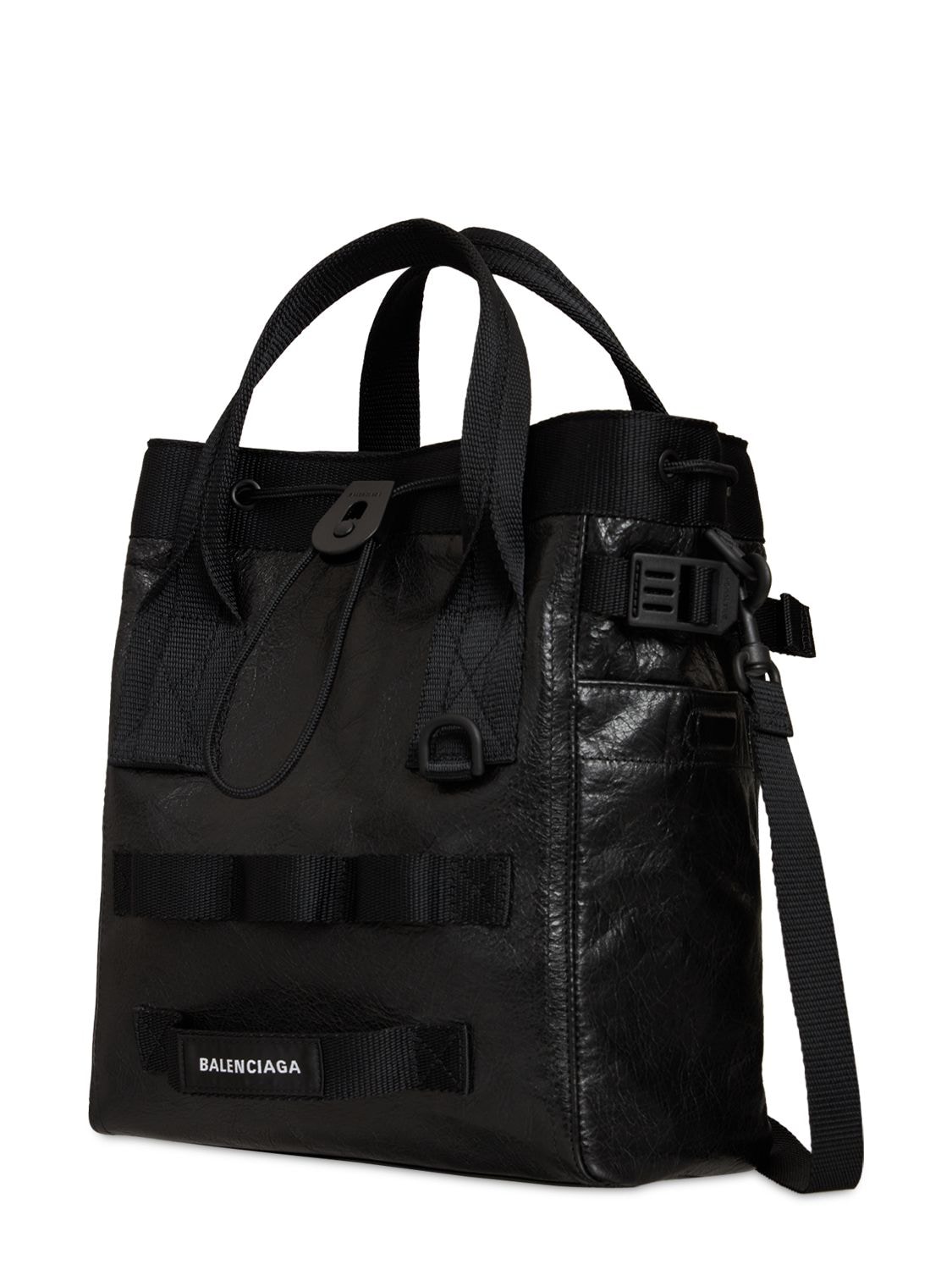 Shop Balenciaga Army Leather Tote Bag In Black