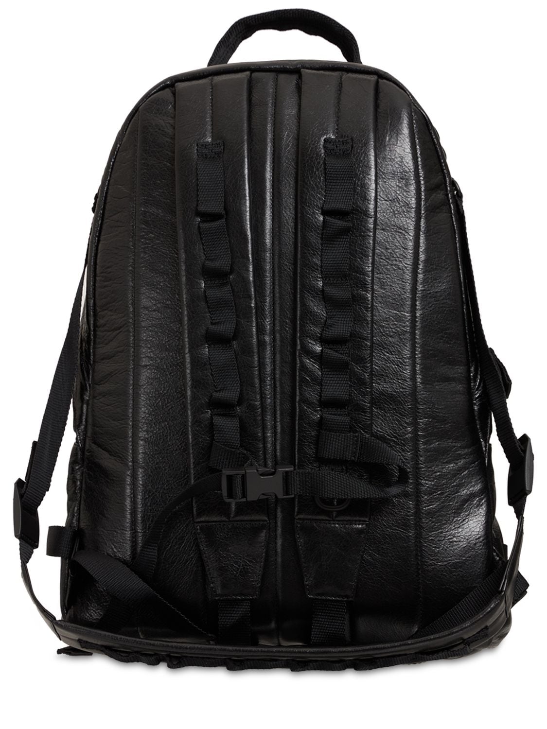 Shop Balenciaga Leather Backpack W/ Crossbody Strap In Black