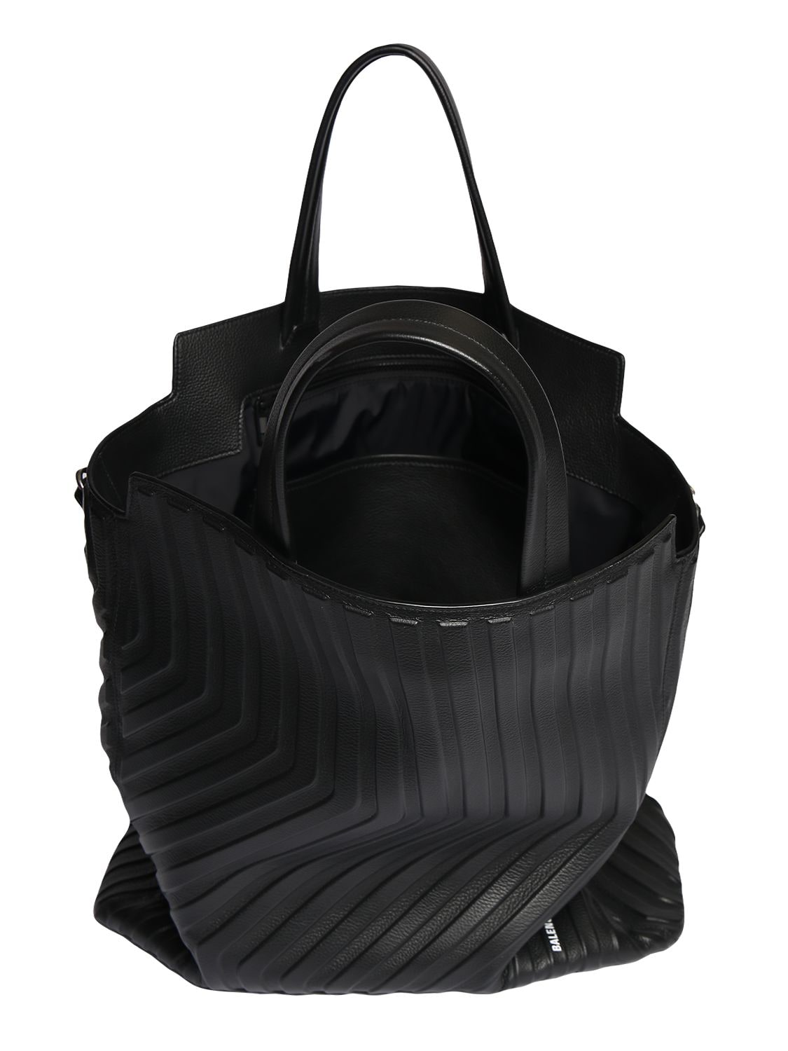 Shop Balenciaga Medium North-south Leather Tote Bag In Black