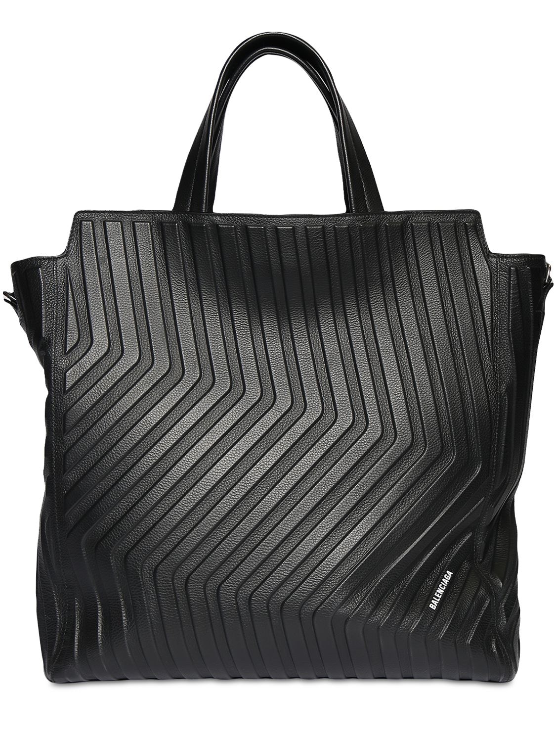 Balenciaga Medium North-south Leather Tote Bag In Black