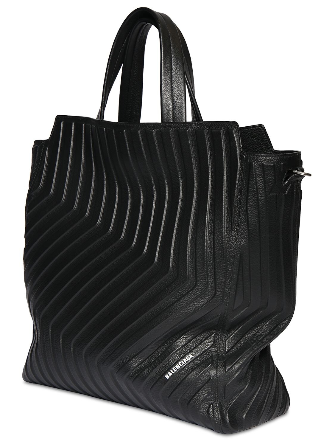 Shop Balenciaga Medium North-south Leather Tote Bag In Black