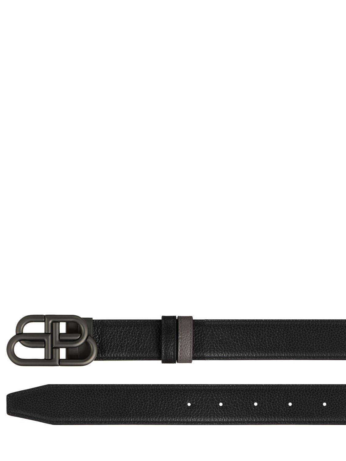 Shop Balenciaga 3.5cm Bb Buckle Reversible Leather Belt In Black,dark Tan