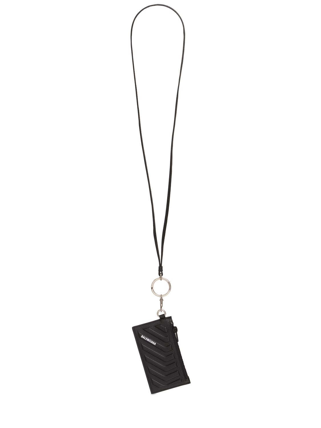 Balenciaga Card Holder W/ Key Ring In Black