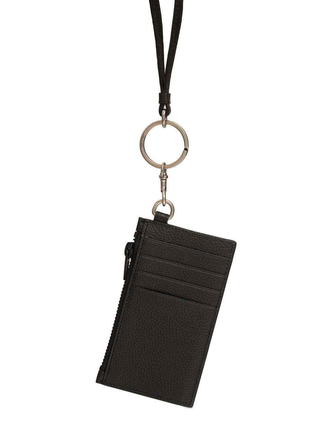 Shop Balenciaga Card Holder W/ Key Ring In Black