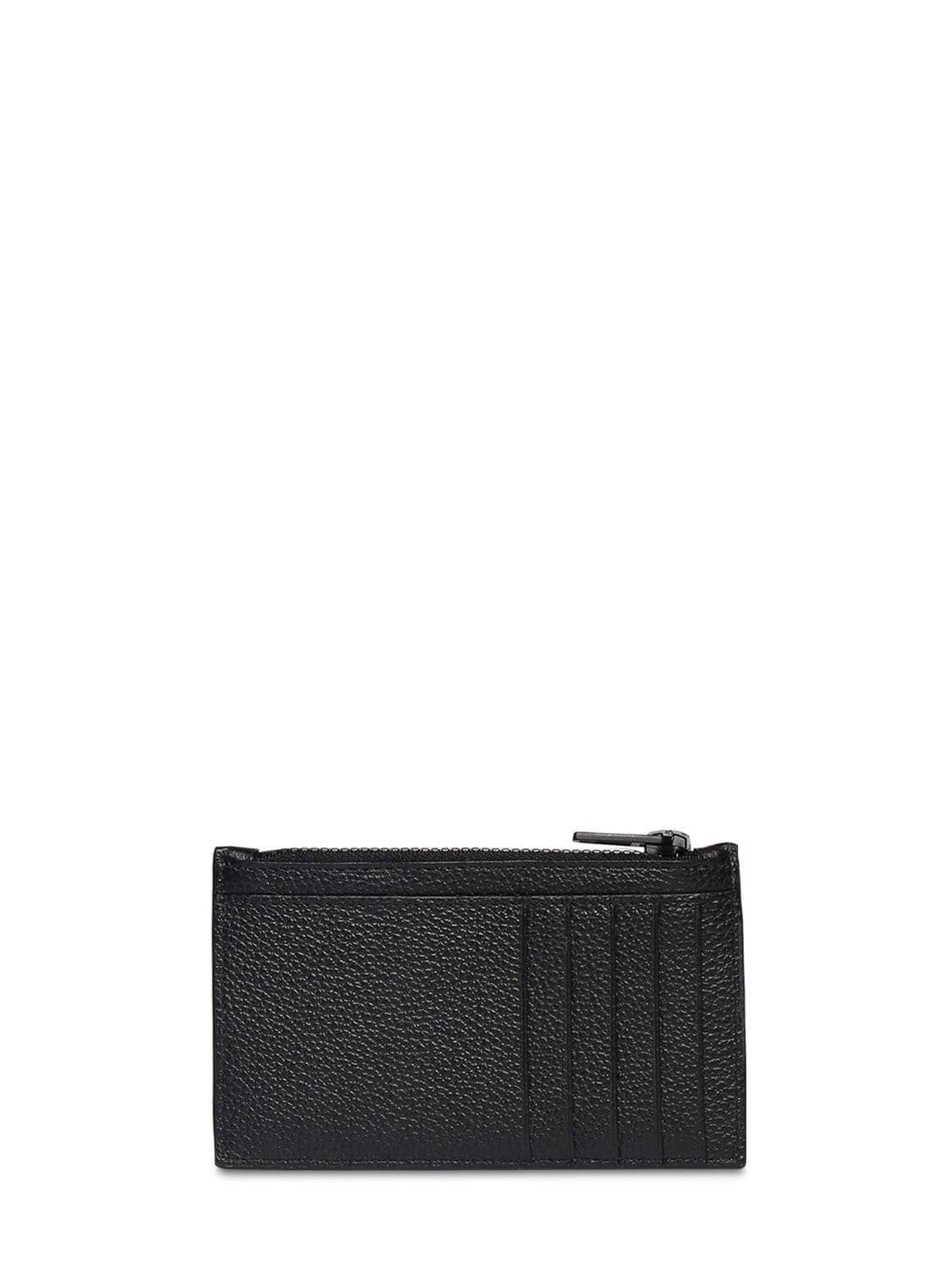 Shop Balenciaga Leather Coin & Card Holder In Black