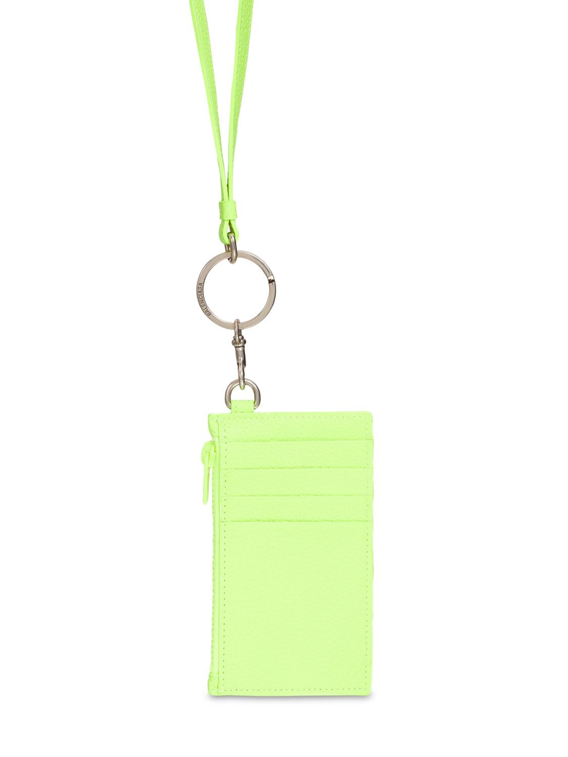 Shop Balenciaga Card  Holder W/ Key Ring In Neon Yellow