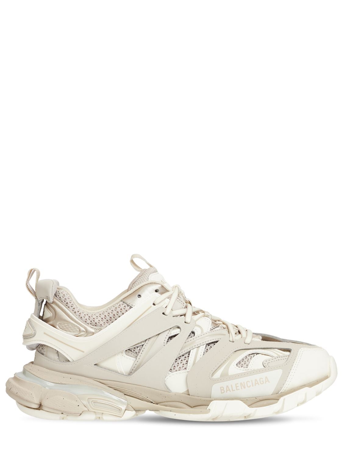 Balenciaga Track Faux Leather Sneakers In Beige