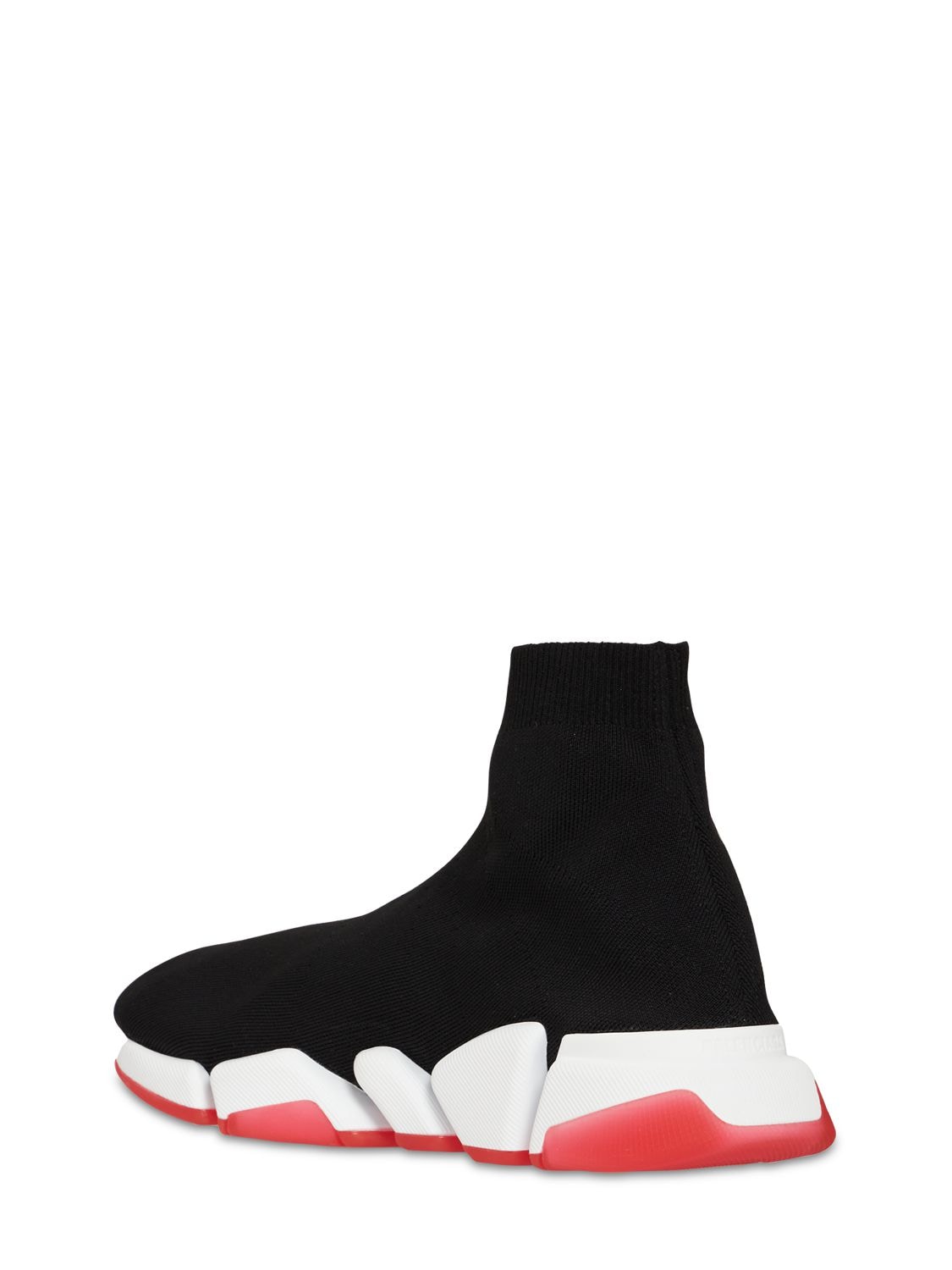 Balenciaga Speed 2.0 Men's Black/White/Red Sock Sneakers New