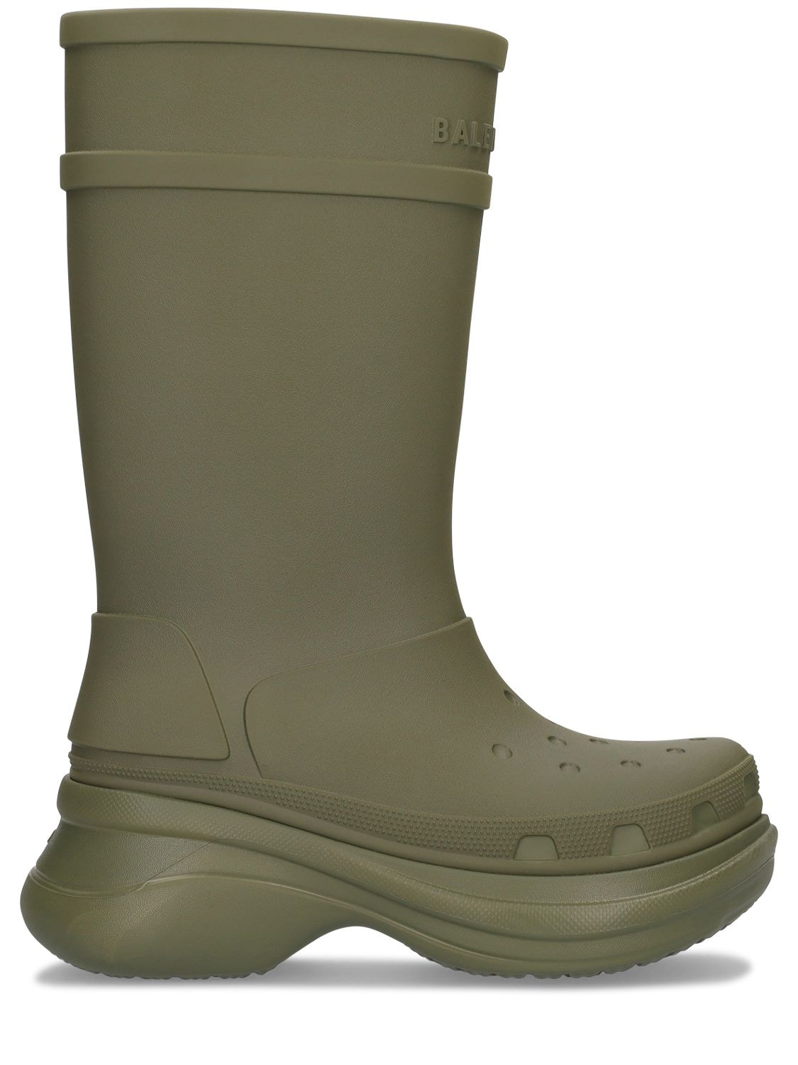 Shop Balenciaga Crocs Boots In Army Green