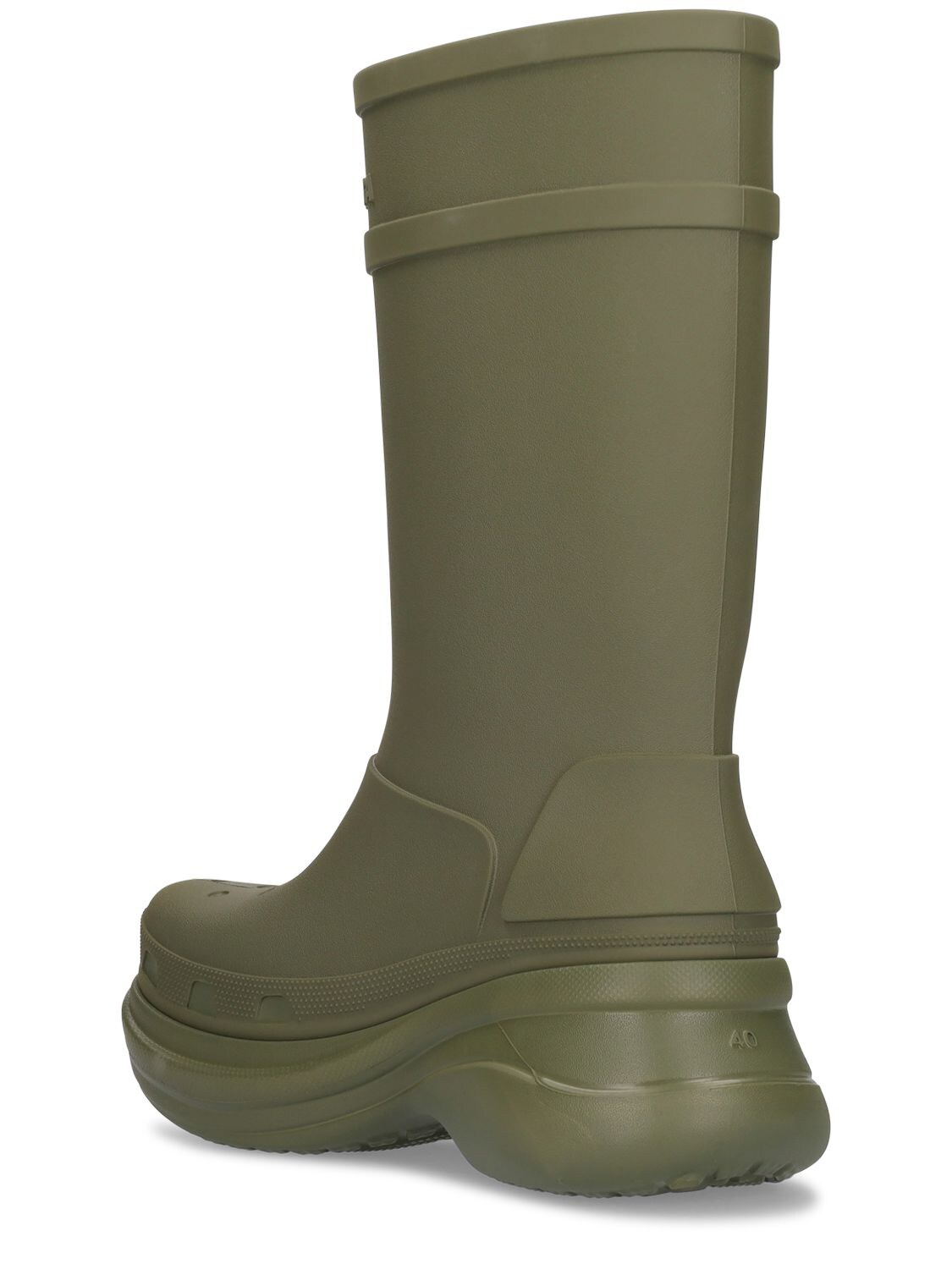 Shop Balenciaga Crocs Boots In Army Green