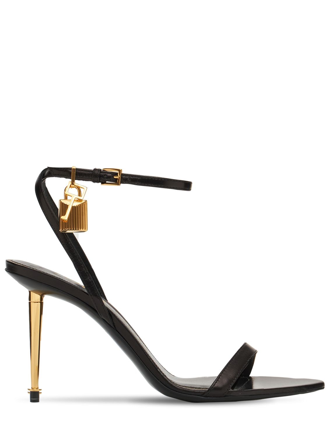 Tom Ford 85mm Lock Leather Sandals In 1n001 Black | ModeSens