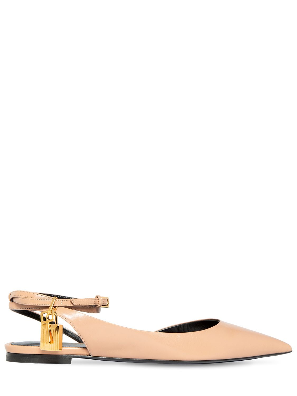 Tom Ford 10mm Padlock Leather Ballerinas In 누드