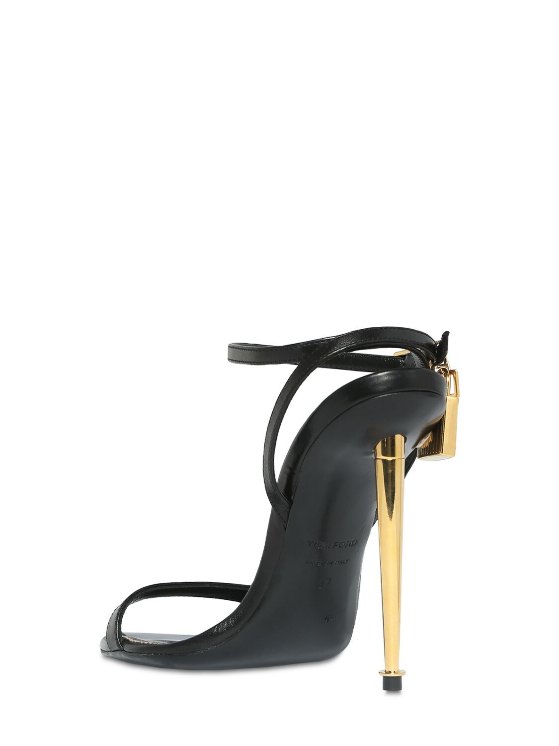 Shop Tom Ford 105mm Padlock Leather Sandals In 블랙