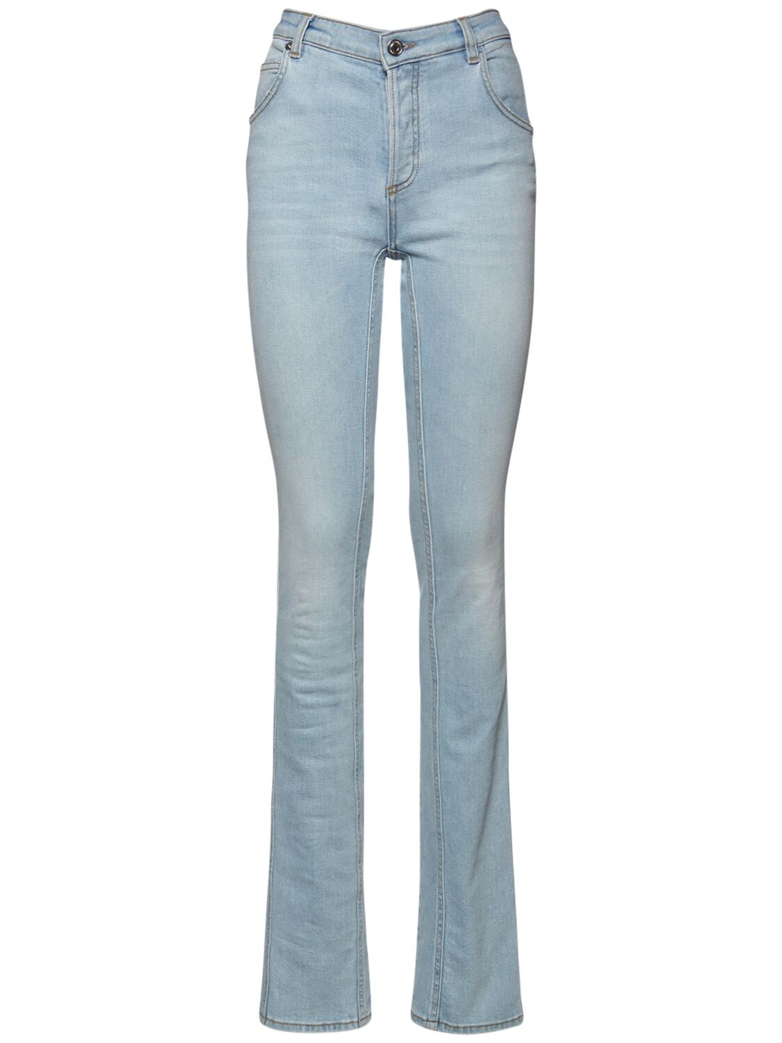 Blumarine High Rise Cotton Denim Slim Jeans | ModeSens