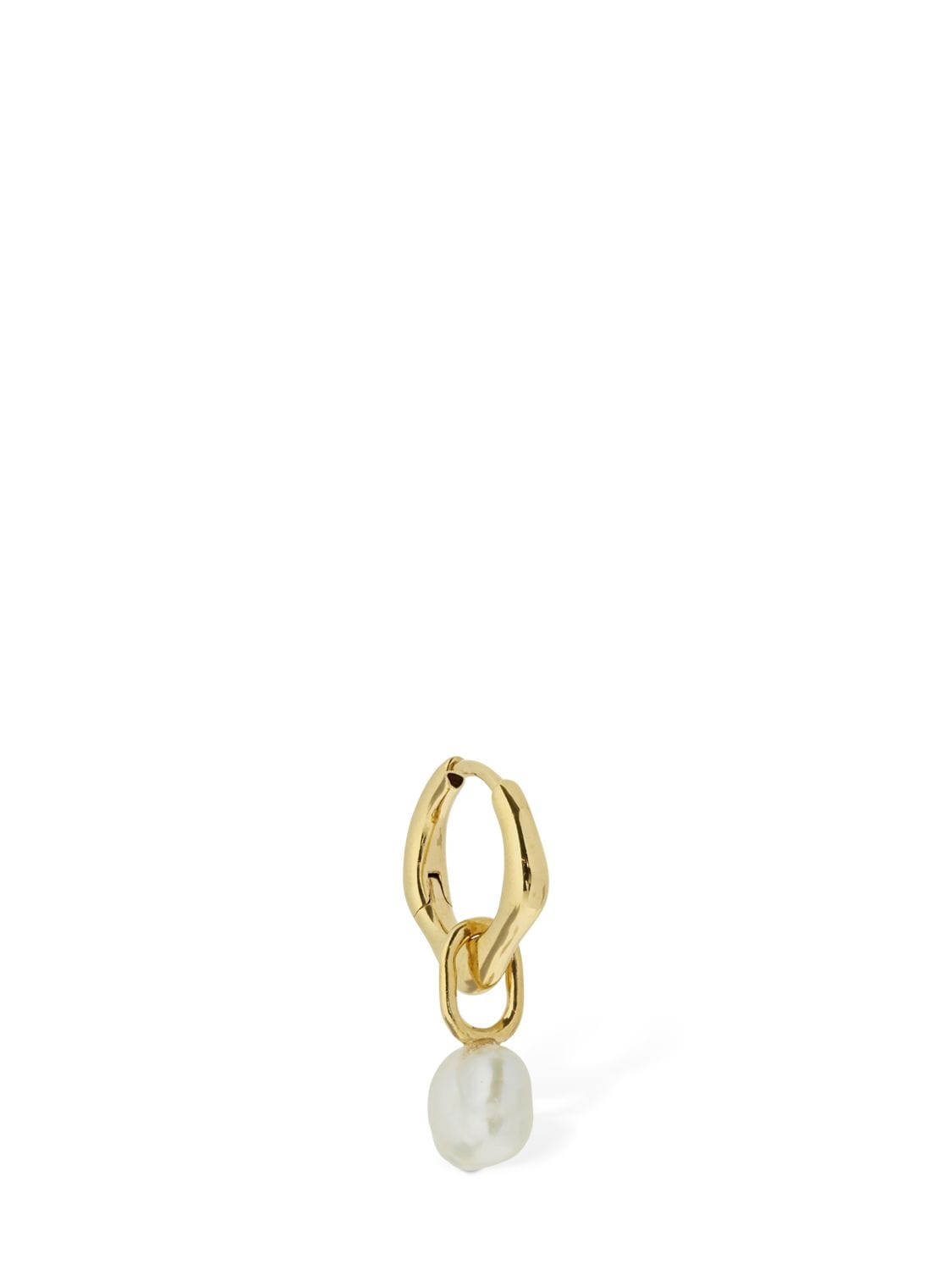 Shop Maria Black Vento Huggie Mono Earring In Gold,pearl