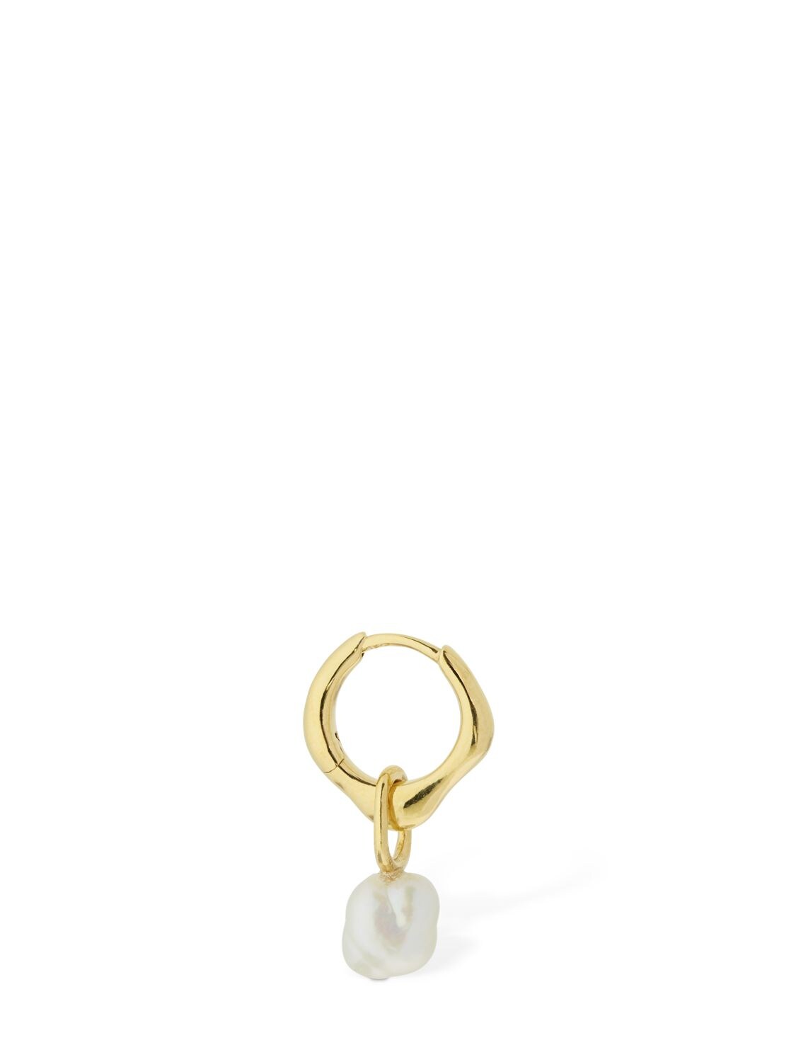 Shop Maria Black Vento Huggie Mono Earring In Gold,pearl