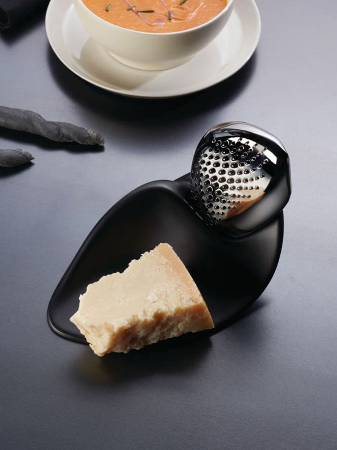 Shop Alessi Forma Cheese Grater In Silver,black