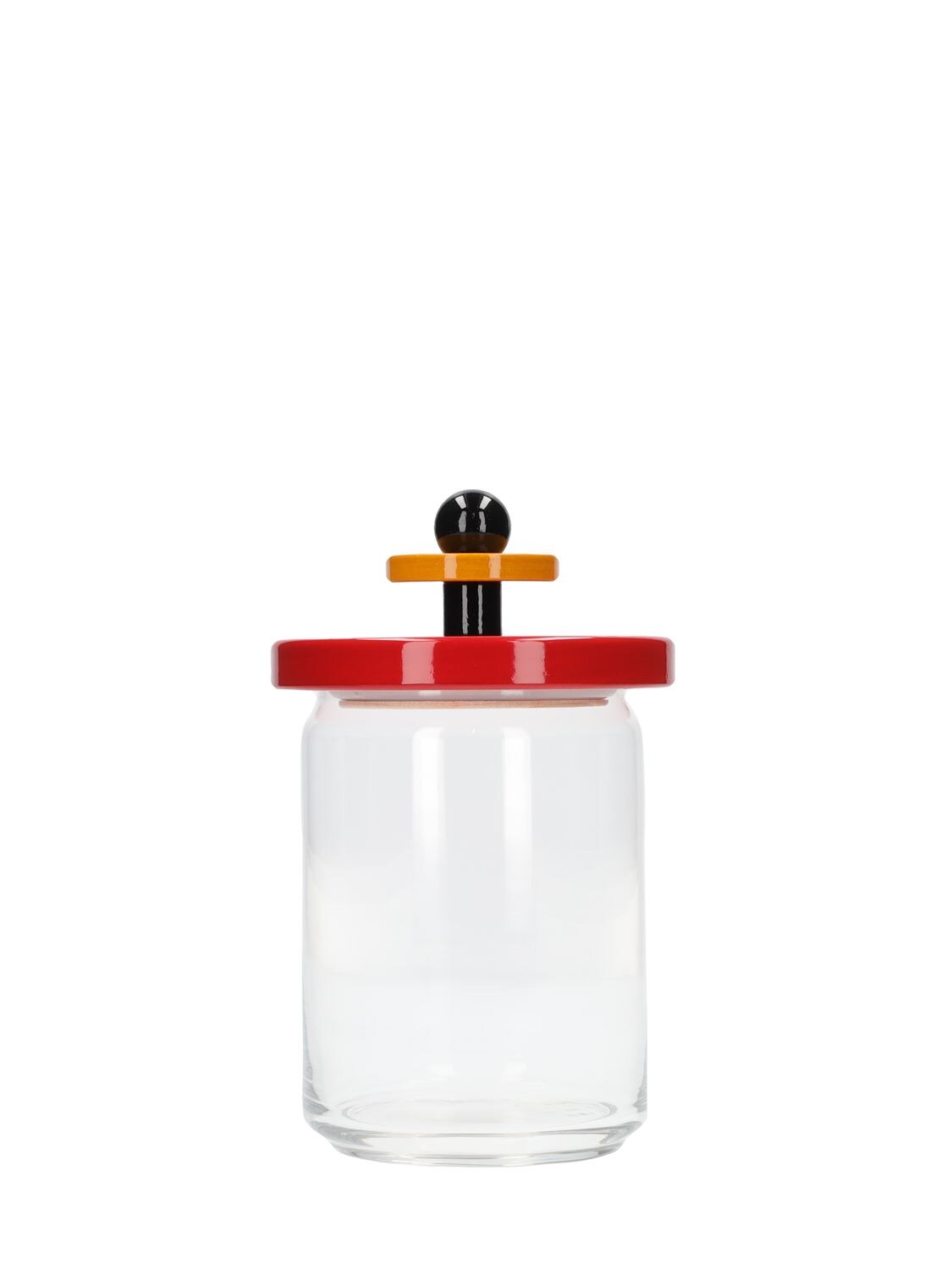 Shop Alessi Twergi Glass Container W/ Lid In Red,transparent