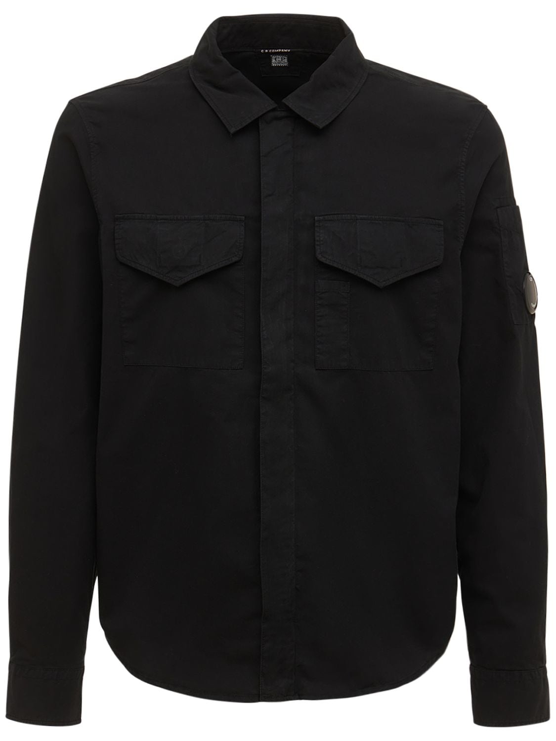 C.p. Company Cotton Gabardine Zip-up Overshirt In Black