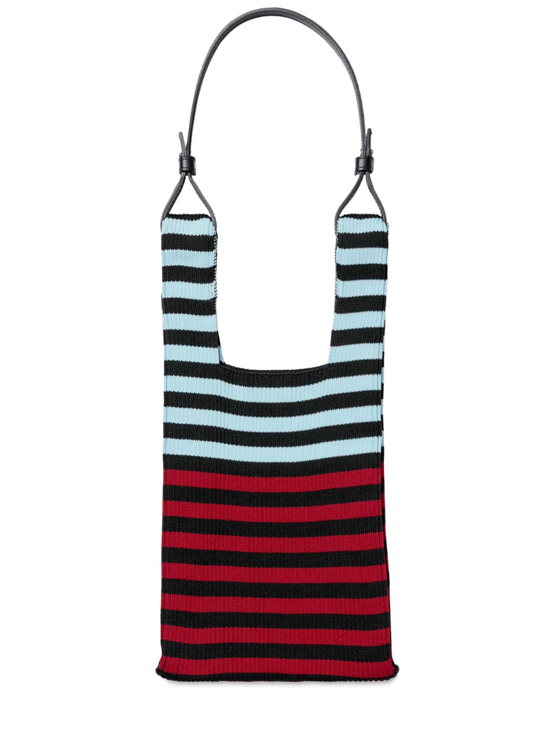 LASTFRAME SMALL STRIPE MARKET BAG W/ LEATHER STRAP