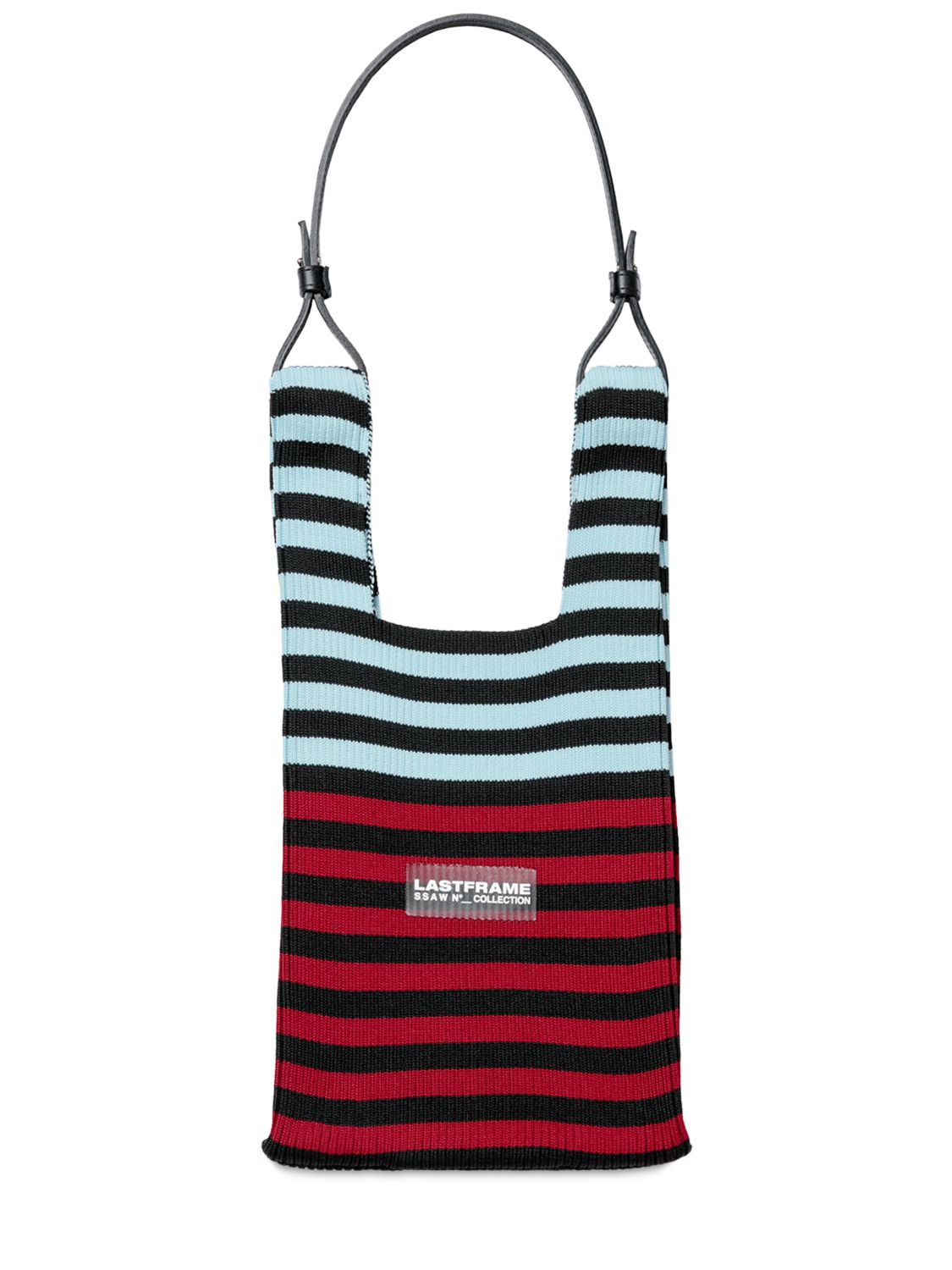 LASTFRAME SMALL STRIPE MARKET BAG W/ LEATHER STRAP