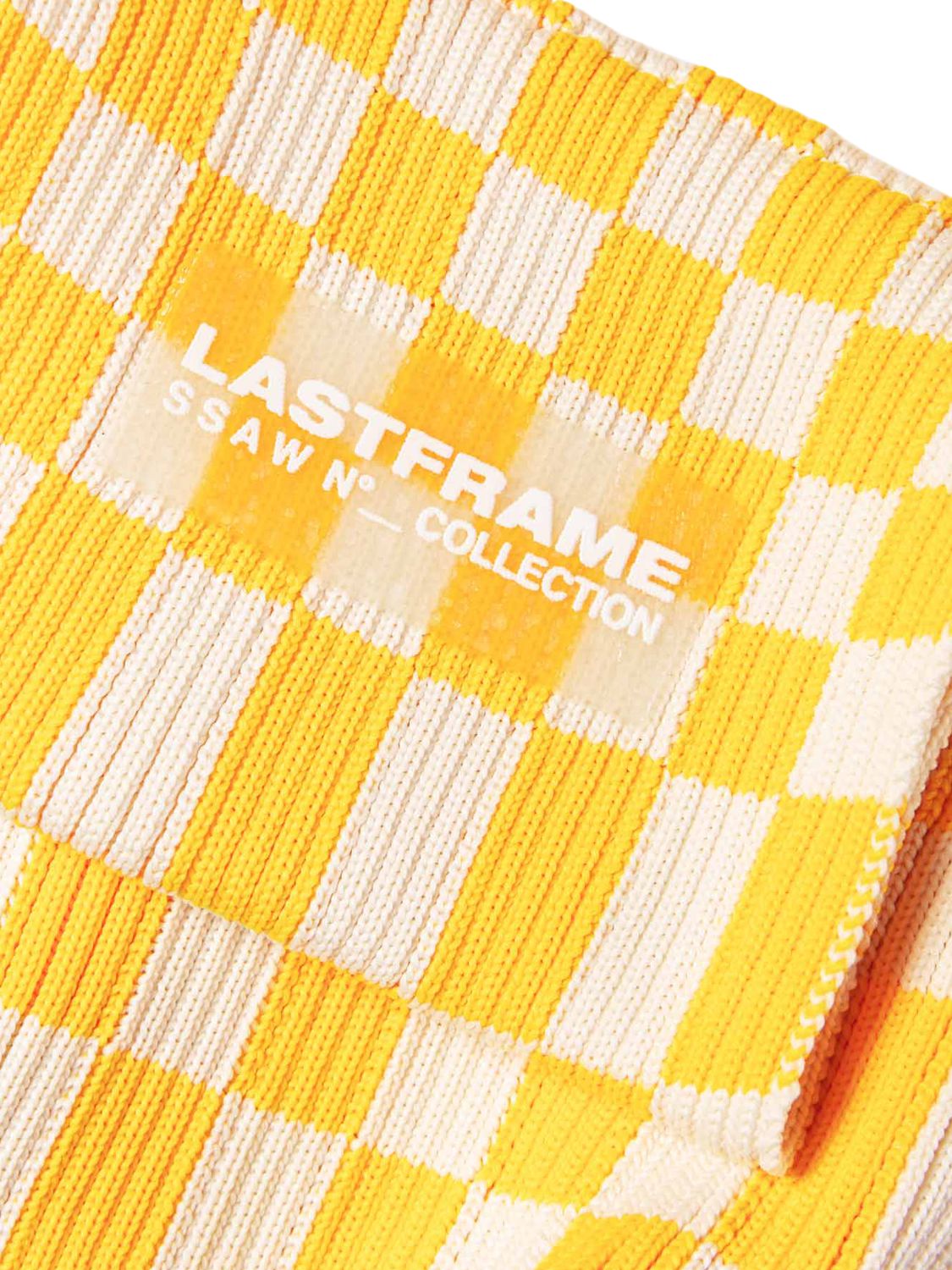 LASTFRAME ICHIMATSU RIB-KNIT OBI TOP HANDLE BAG