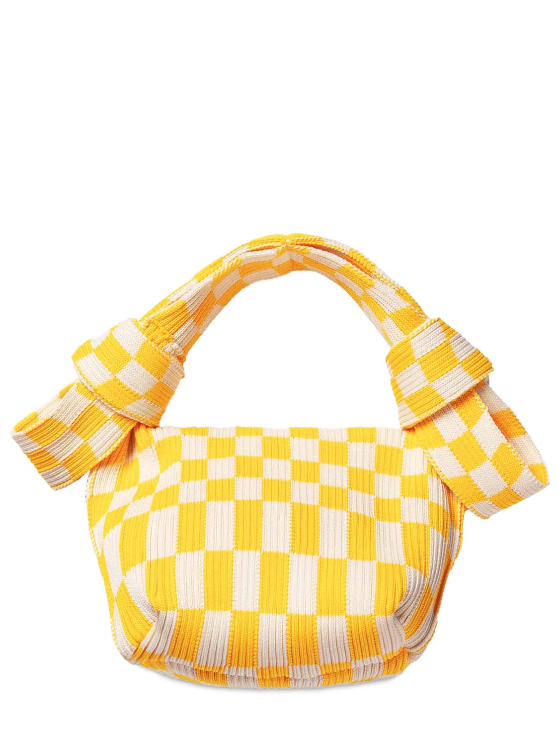 LASTFRAME ICHIMATSU RIB-KNIT OBI TOP HANDLE BAG