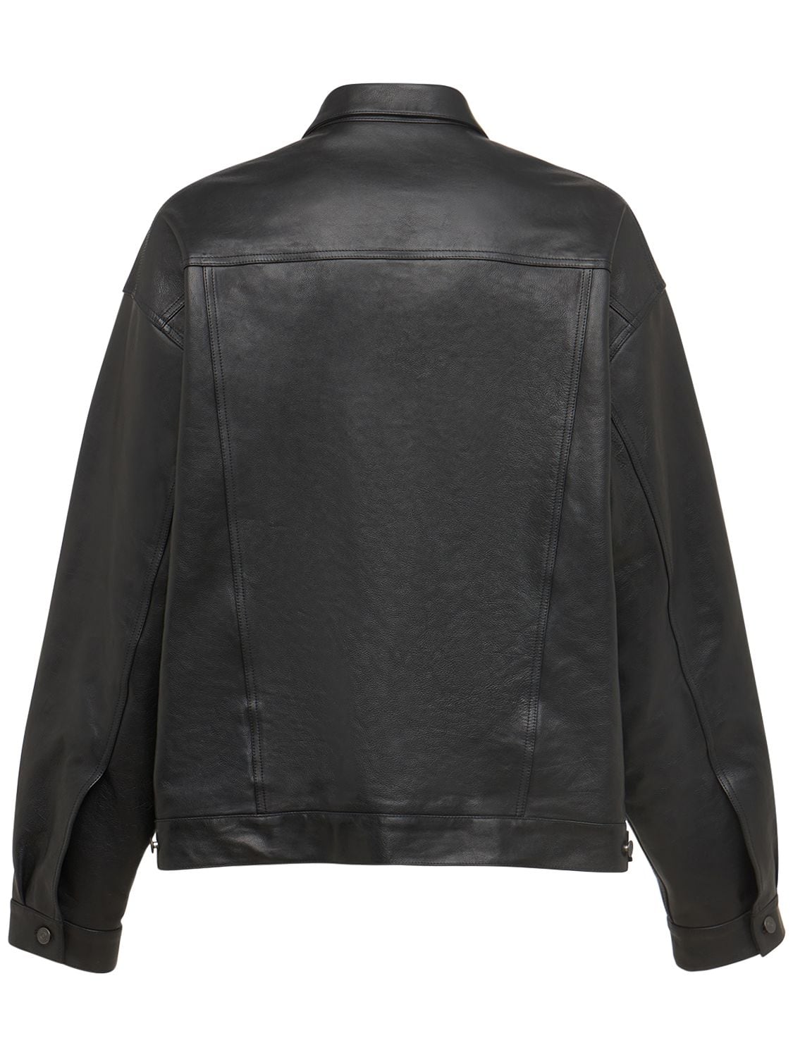 Shop Balenciaga Denim-style Leather Jacket In Black