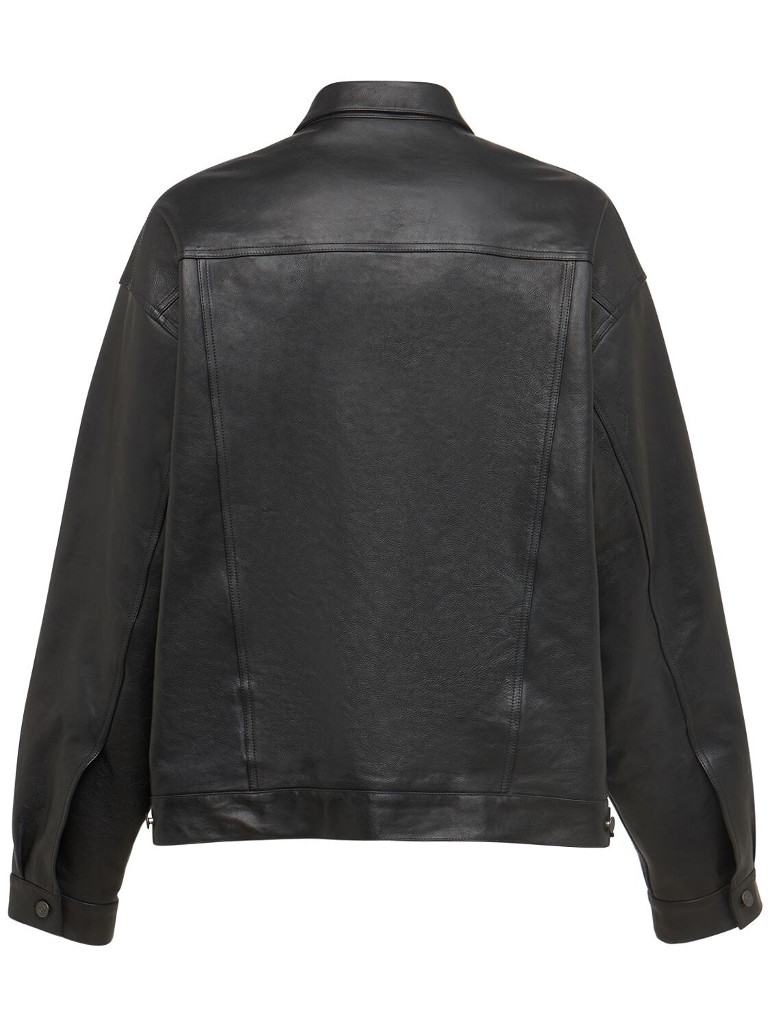 Balenciaga Denim Style Leather Jacket in Black for Men