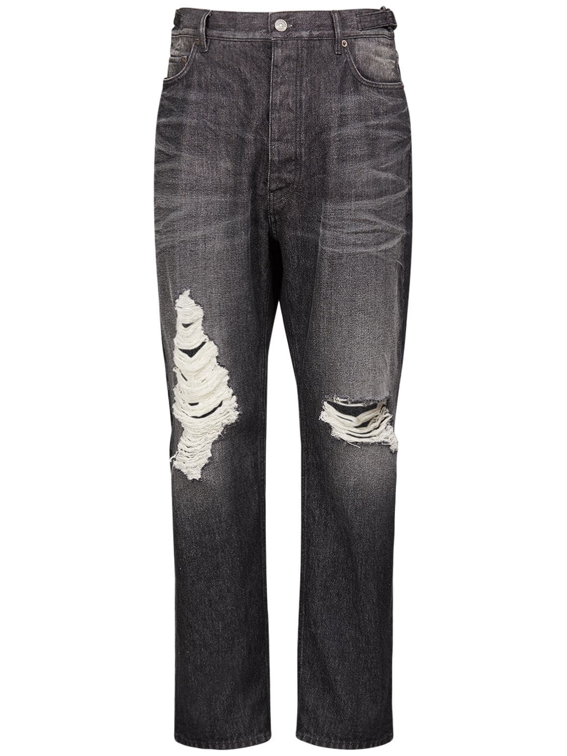 BALENCIAGA Relaxed Fit Ripped Cotton Jeans