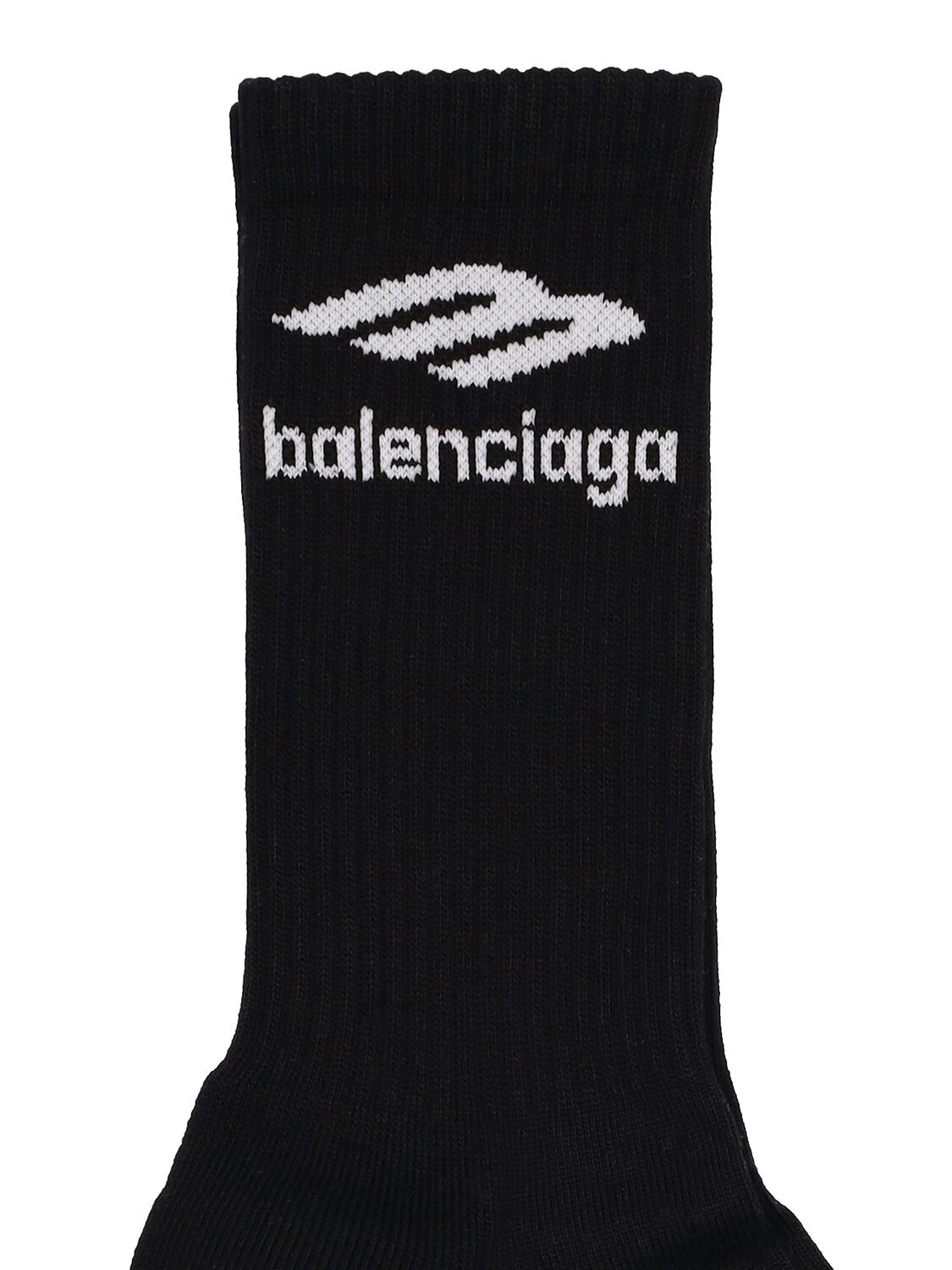 Shop Balenciaga Sporty B Cotton Blend Socks In Black,white
