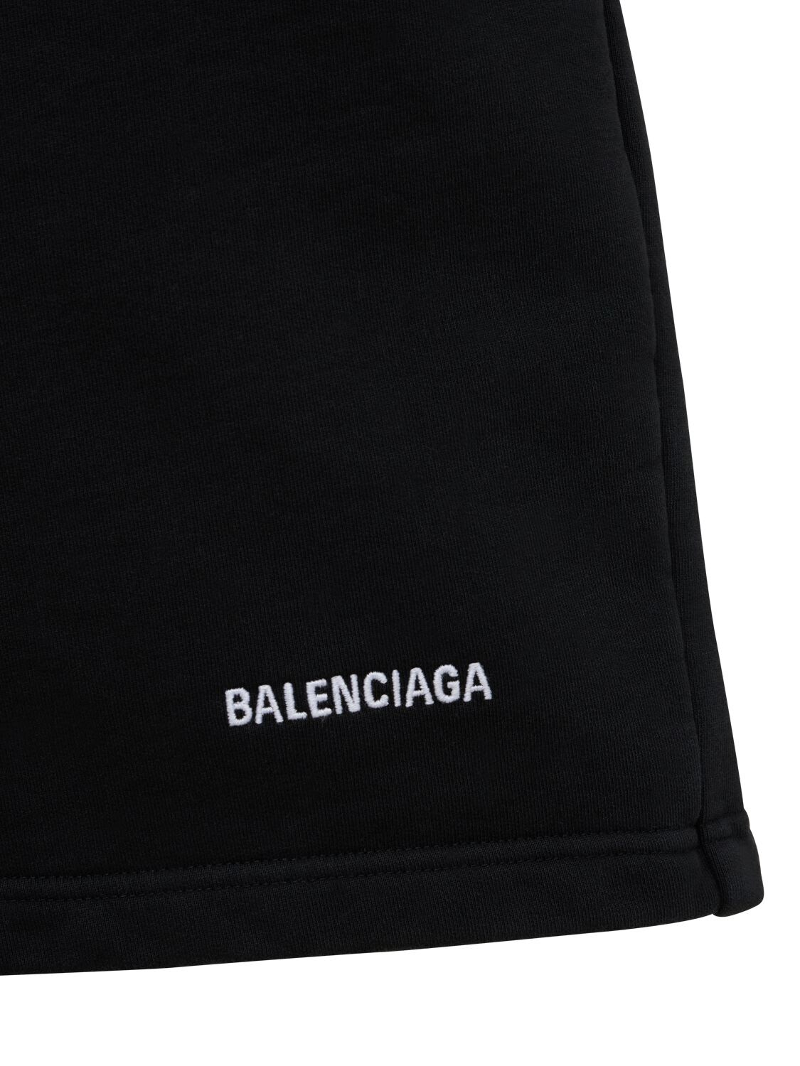 Shop Balenciaga Logo Cotton Sweat Shorts In Black,white