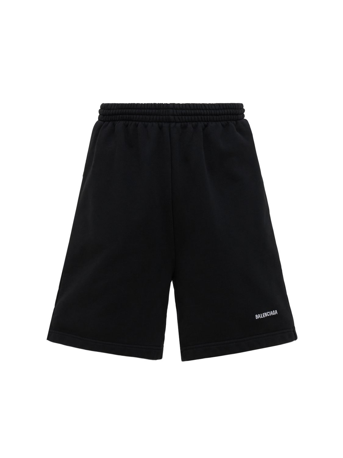 Balenciaga Logo Cotton Sweat Shorts In Black,white