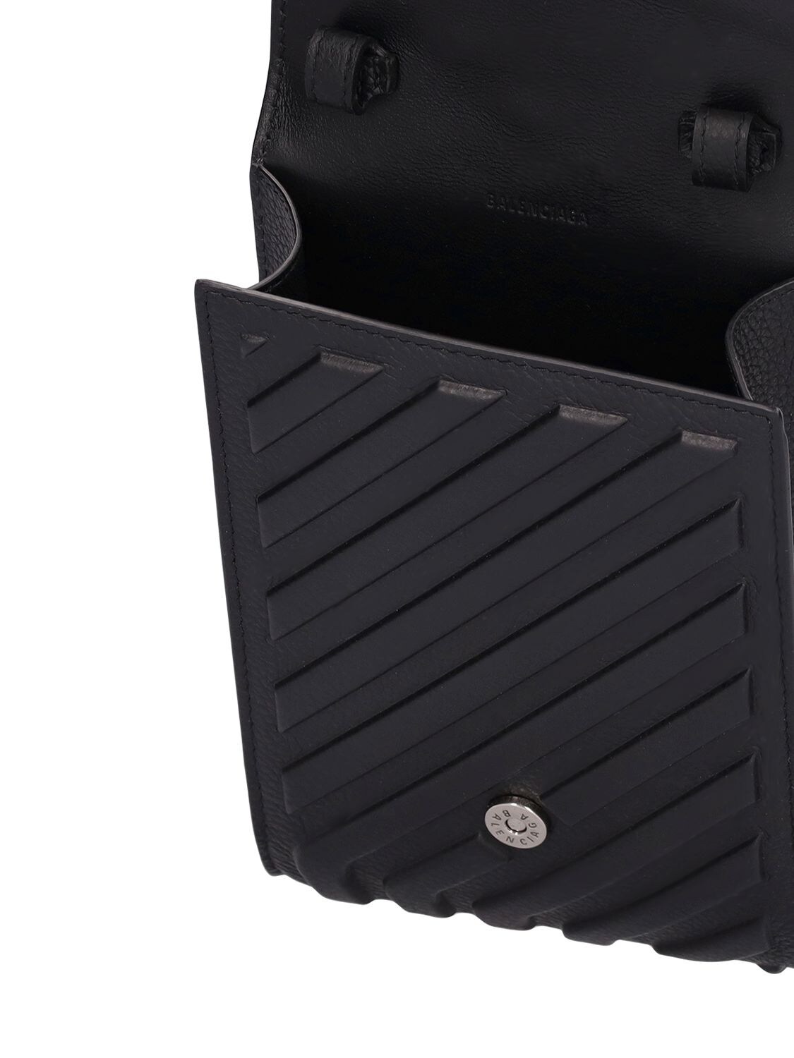 Shop Balenciaga Car Leather Phone Holder W/ Strap In Black