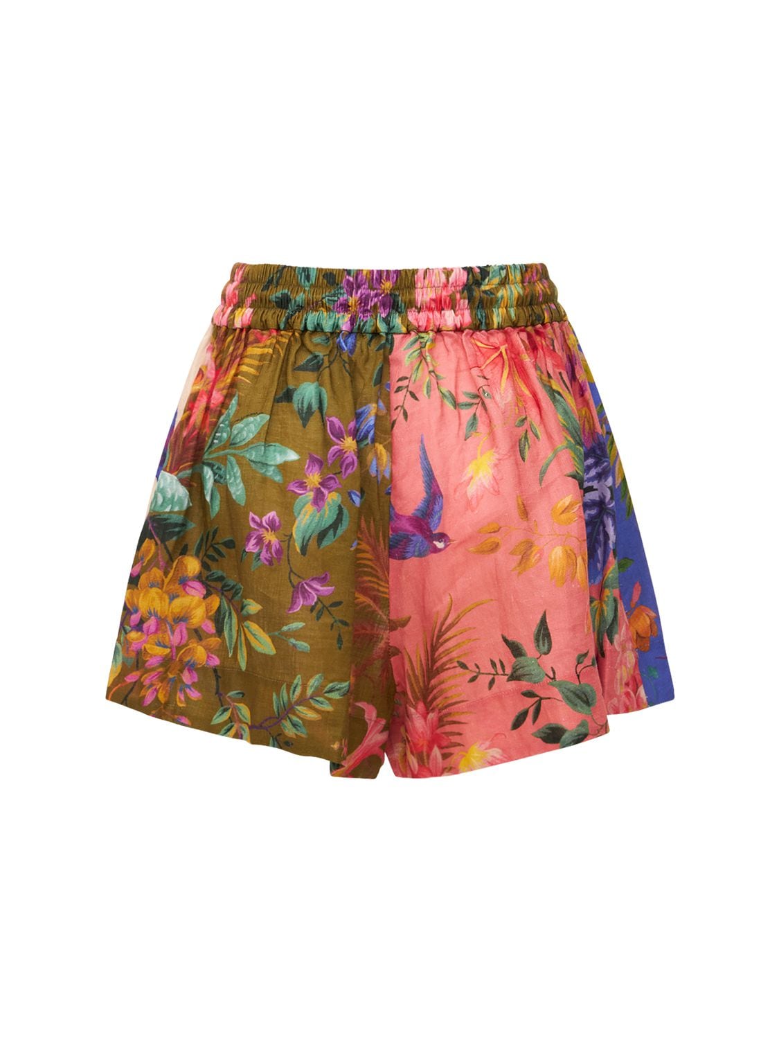 Zimmermann Womens Spliced Tropicana Floral-print Mid-rise Linen Shorts ...