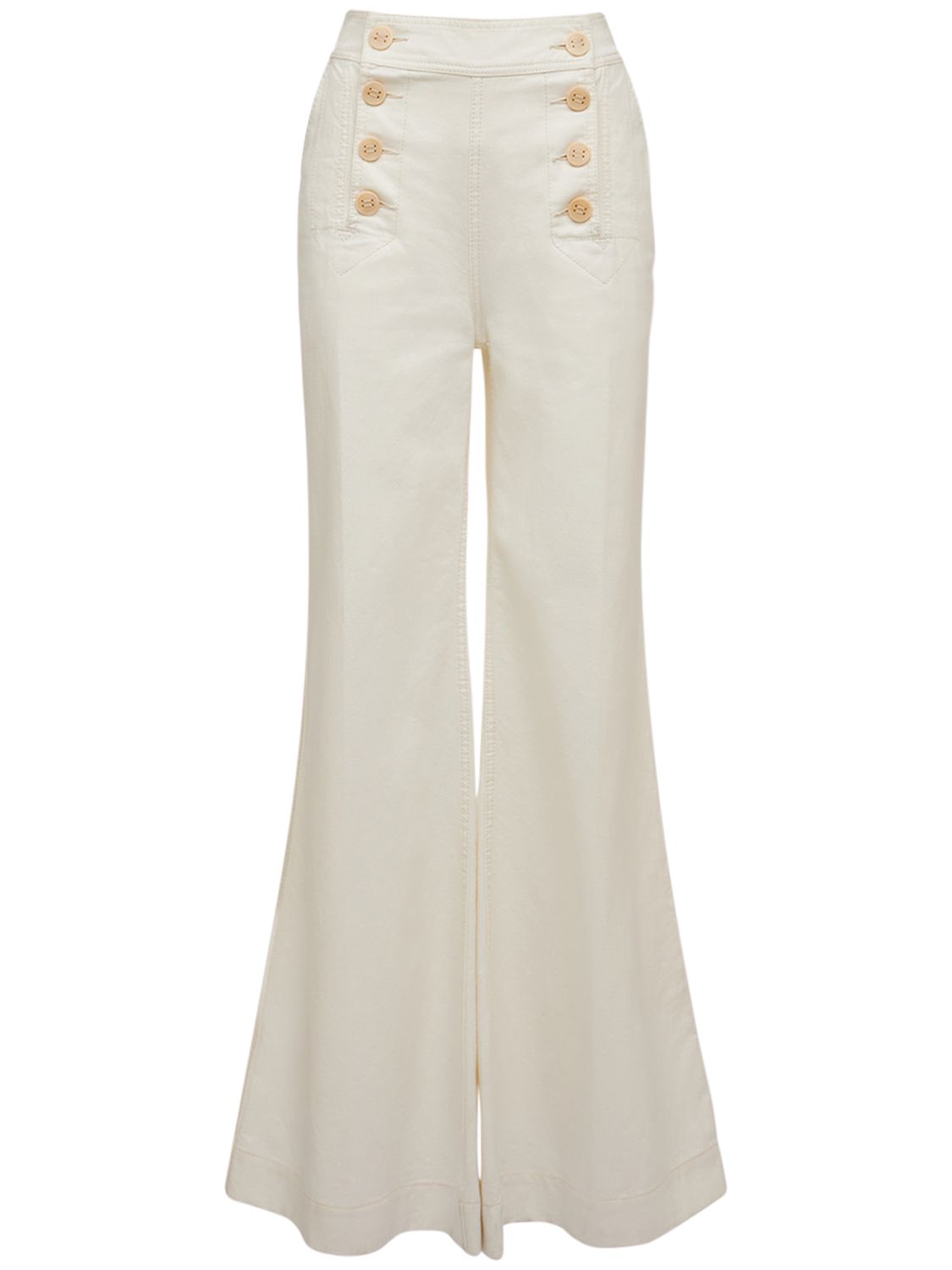 Zimmermann Embroidered High-rise Wide-leg Jeans In White
