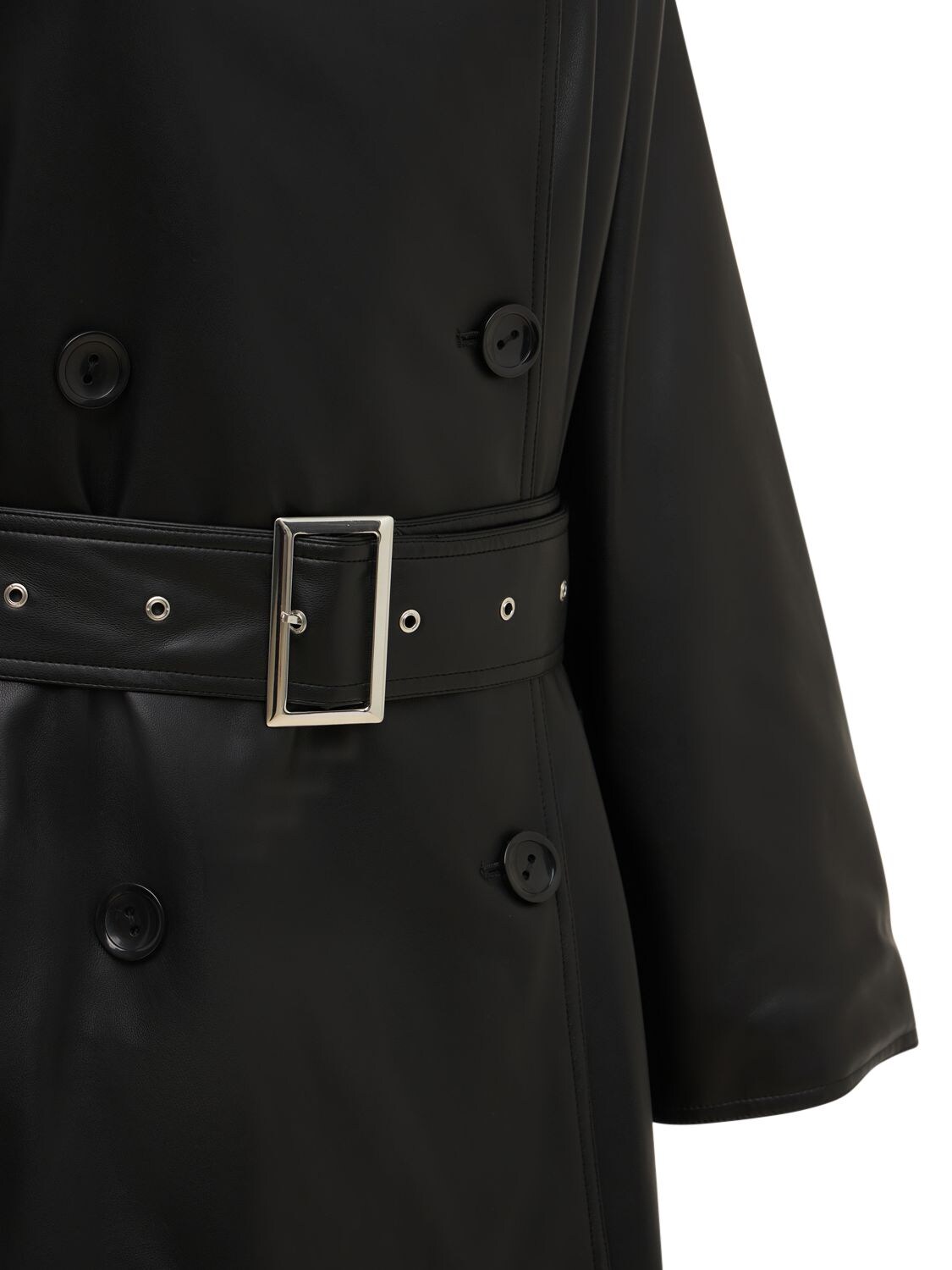 Stand Studio Hope Luscious Long Faux Leather Trench In Black 