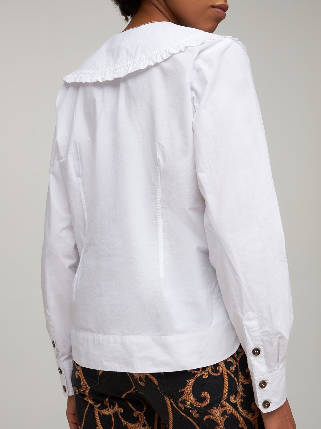 Shop Ganni Organic Cotton Poplin Shirt In White