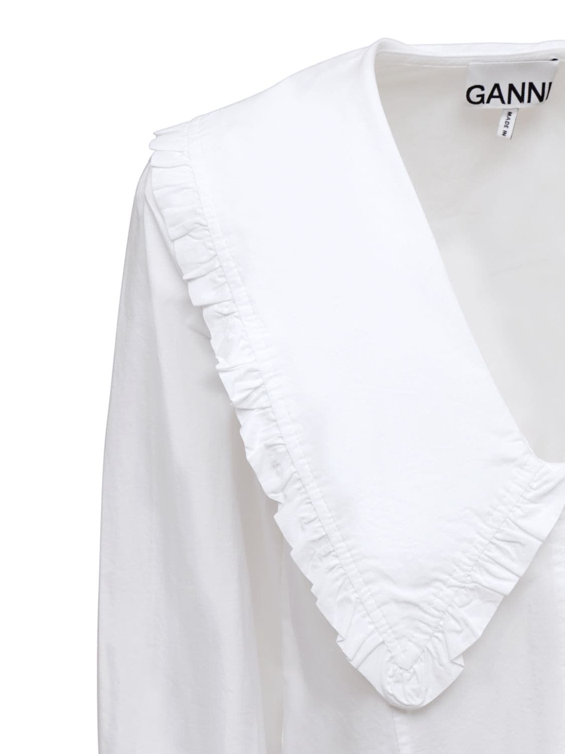 Shop Ganni Organic Cotton Poplin Shirt In White